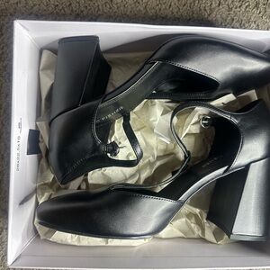 Marc Fisher Black Heeled T-Strap Shoes
